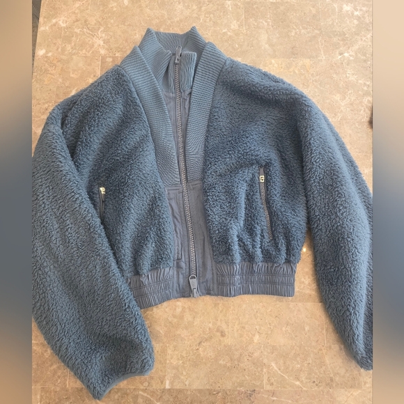 Free People Movement Gear Up Blue Sherpa Zip Up Sz Small - Picture 2 of 5
